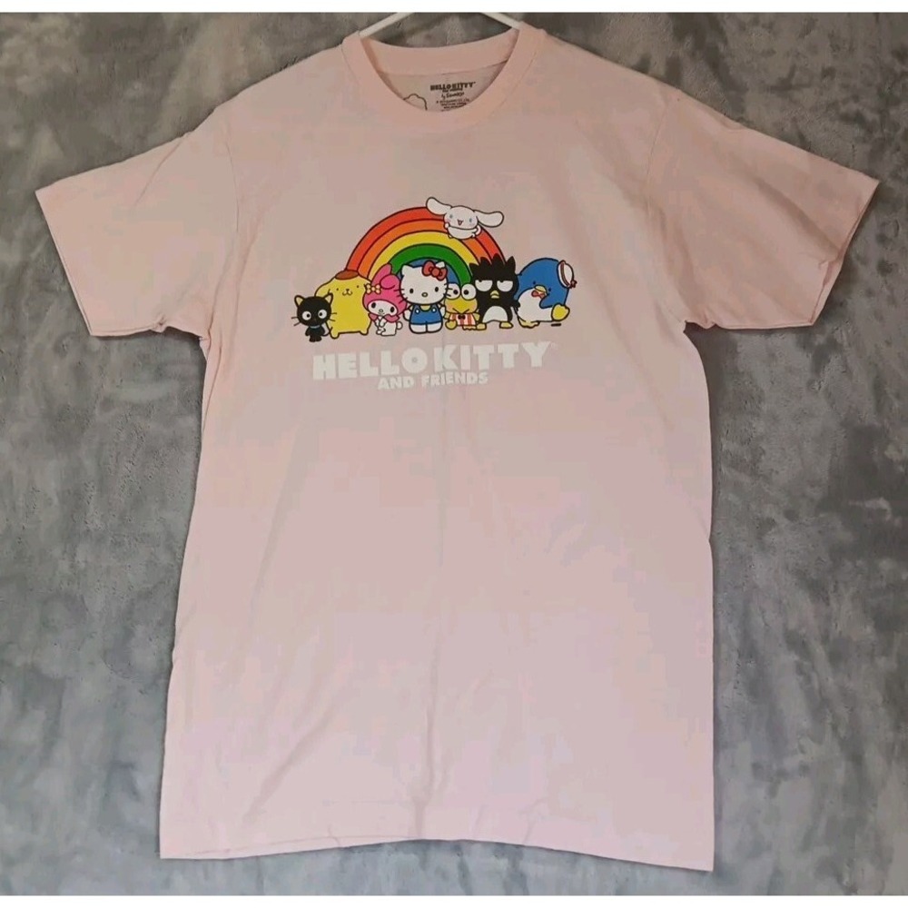 Hello Kitty & Friends by Sanrio Sz M T-Shirt Pink Short Sleeve‎ Rainbow Tee 2023